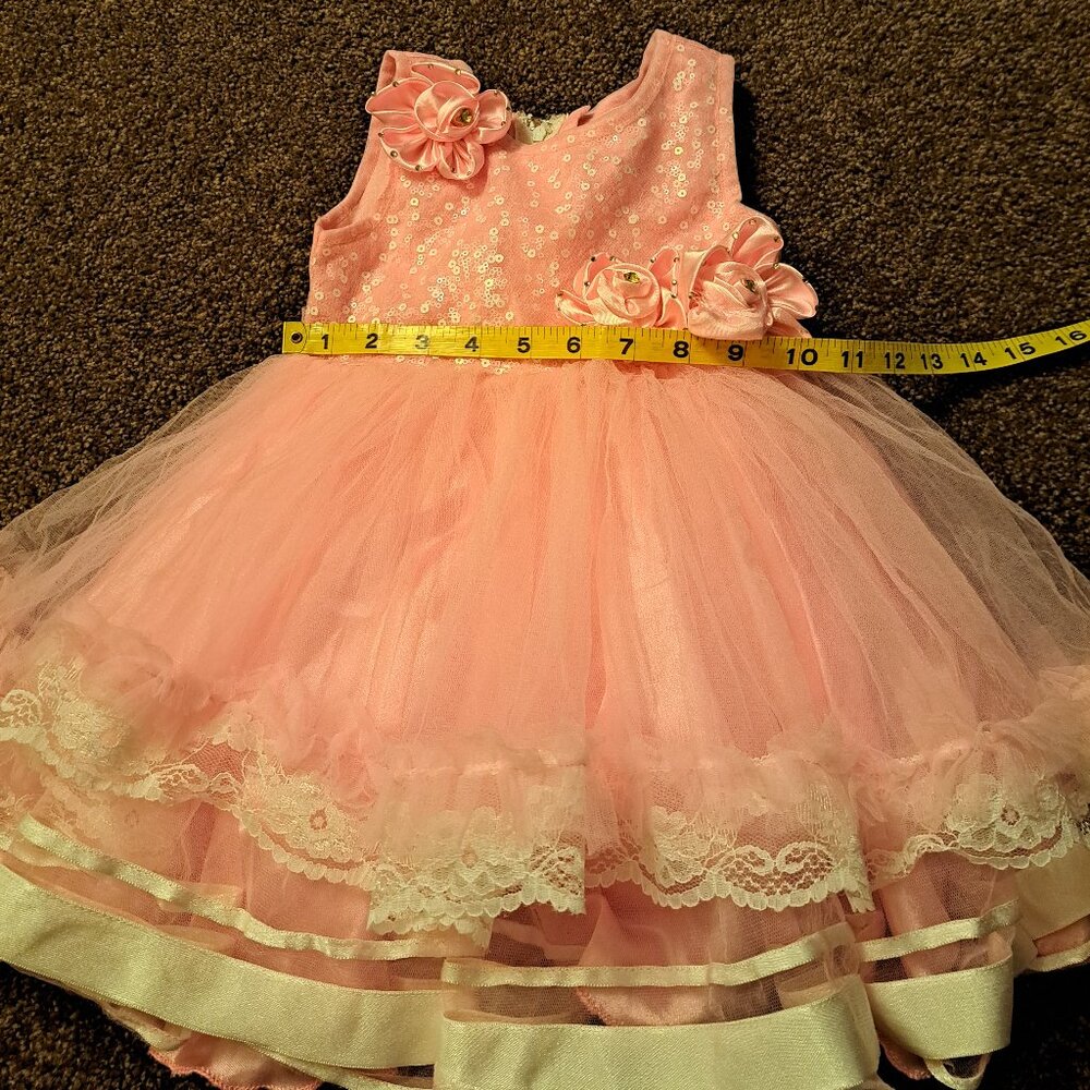 Beautiful Sleeveless Pink Dress W/Sequins,Rhinestones&Tulle Perfect for Birthday - Picture 6 of 7